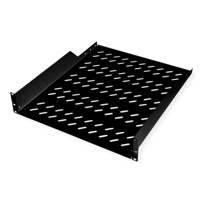 19" Polica 550mm, max.25 kg, 2U, sada skrutiek a podložiek v balení, čierna