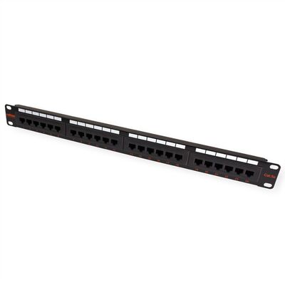 19" Patch panel 24port cat.5e, netienený, 1U, čierny