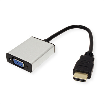 Adaptér HDMI na VGA+audio 15cm čierny, napájanie micro USB