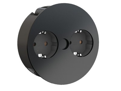 TWIST 2xSCHUKO 230V, 2m kábel 1.5mm², vidlica CEE7/7, čierny matný