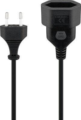 Predlžovačka 2pin, 3m s 1 zásuvkou, 0.75 mm², čierna