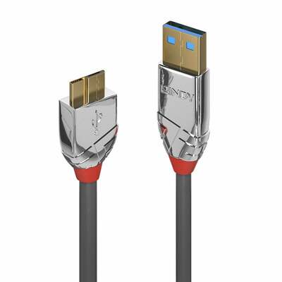 Kábel USB 3.2 Gen 1, A-MICRO-B(3.0) M/M 1m, 5Gbps, sivý, Cromo Line, pozl. kon.