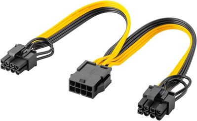 Kábel napájací interný PCI EXPRESS 8pin F na 2x 8pin (6+2) M, žltý