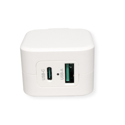 Nabíjačka USB 230V 2port, 1xUSB A, 1x USB Typ C, 20W, Power Delivery, Quick Charge 3.0, biela