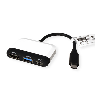 Dokovacia Stanica USB Typ C, HDMI, 1xUSB-A, 1xUSB-C, PowerDelivery, 4K@30Hz, 0.1m, čierna