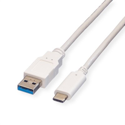 Kábel USB 3.2 Gen 1, AM/CM Typ C 1m, 5Gbps, biely