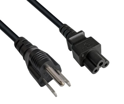 Kábel sieťový 230V pre notebook, vidlica (YP-12) US priama - C5, 1.8m, 0.75mm², 2.5A, čierny