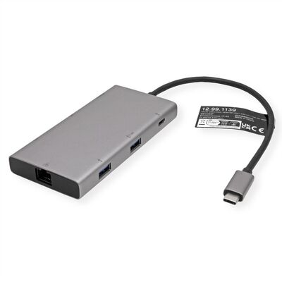 Dokovacia Stanica USB Typ C, HDMI+DisplayPort, 2xUSB-A, 2xUSB-C, LAN, PowerDelivery, 4K@60Hz, 0.2m