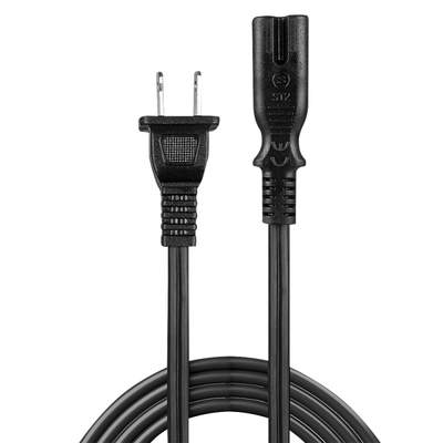 Kábel sieťový 230V, 2pin vidlica (NEMA 1-15P) US priama - C7 (2pin), 2m, 0.82mm², 2.5A, čierny