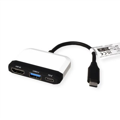 Dokovacia Stanica USB Typ C, HDMI, 1xUSB-A, 1xUSB-C, PowerDelivery, 4K@30Hz, 0.1m, čierna