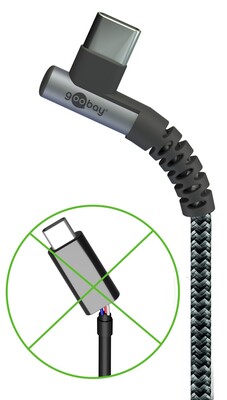 Kábel USB 2.0 Typ C CM/CM 1m, High Speed, Power Delivery 60w 20V3A, čierny/sivý, zahnutý 90°