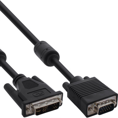 Kábel DVI-A/VGA M/M 3m, tienený, prepojovací, ferrit, čierny