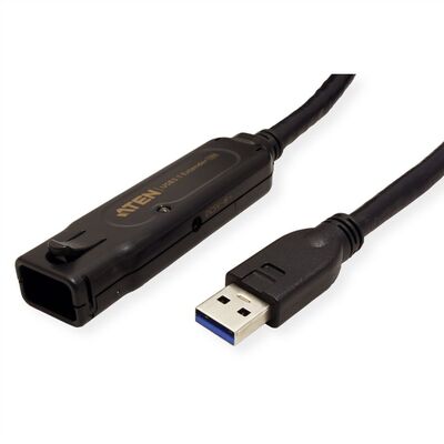 Kábel USB 3.2 Gen 1, A-A M/F 10m, 5Gbps, predlžovací, čierny, aktívny