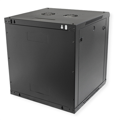 19" Rack na stenu 12U, čierny, 645x600x600mm (HxWxD), odnímateľné bočnice