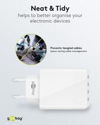 Nabíjačka USB 230V 4port, 4xUSB A, 3A, 30W, biela