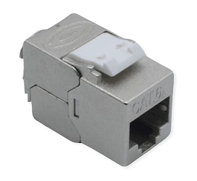 Konektor Keystone cat.6a, tienený, strieborný, beznástrojový (toolless), AWG 22-26, GHMT