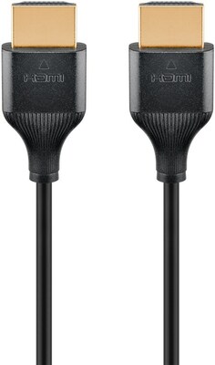 Kábel HDMI M/M 0.5m, Ultra High Speed+Eth, 8K@60Hz, HDMI 2.1, 48G, G pozl. kon., čierny, Slim