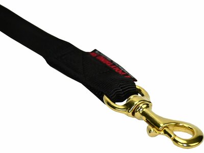 Vodítko BLACK s uškom, 25mm/130cm, mosadzná karabína, polyester, čierne