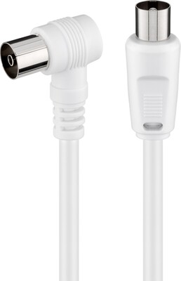 Kábel anténny, koax TV M/F predlžovací 5m, 75 Ohm, <70dB, 2x tienený, CCS, biely, 1x90°