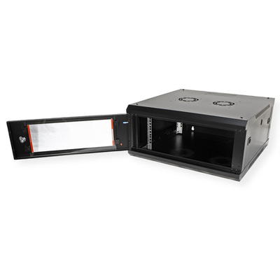 19" Rack na stenu 4U, čierny, 290x600x600mm (HxWxD), odnímateľné bočnice