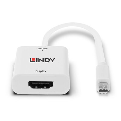 Adaptér mini DisplayPort/HDMI M/F, 4K@60Hz (DP 1.2a, HDMI 2.0), 18G, aktívny, 15cm, biely