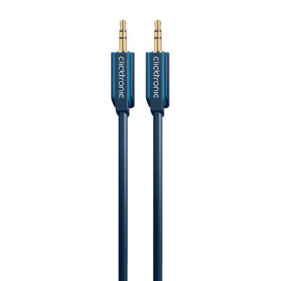 Kábel 3,5mm stereo jack M/M 5m, modrý, pozl. konektor, ClickTronic