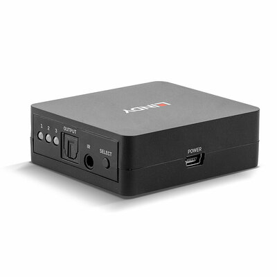 Audio selektor/switch Toslink (SPDIF) 3IN/1OUT (DTS, DB),  s diaľ. ovládaním, čierny