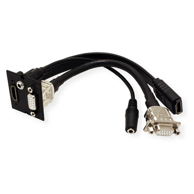 Modul pre BACHMANN, HDMI + VGA + 3.5mm stereo jack, F/F, 0.2m, čierny