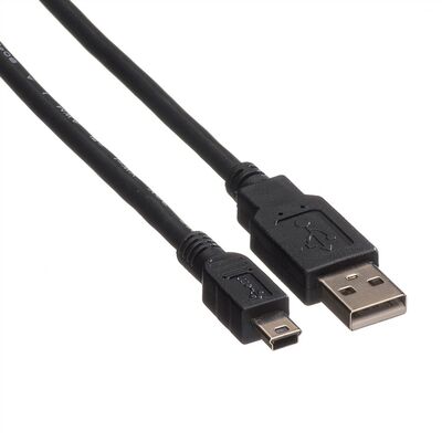 Kábel USB 2.0 A-MINI-B 5pin M/M 3m, High Speed, čierny