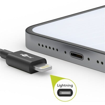 Kábel USB 3.1 Typ C CM/"Lightning" pre Apple, 1m, High Speed, čierny s MFI cert.