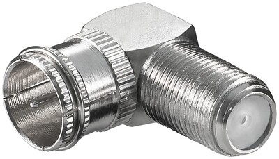 Adaptér F-konektor Quick/F-konektor M/F, Zn, HQ, zahnutý 90°, 10ks/bal