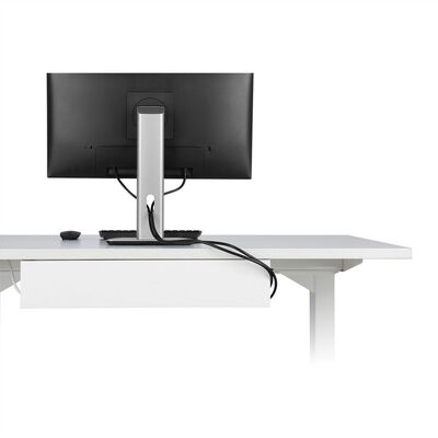 Káblový organizér, žľab na káble pod stôl, oceľ, 600x114x76mm (DxHxV), biely