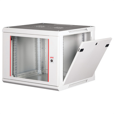 19" Rack na stenu 9U, sivý, 512x600x600mm (HxWxD), odnímateľné bočnice