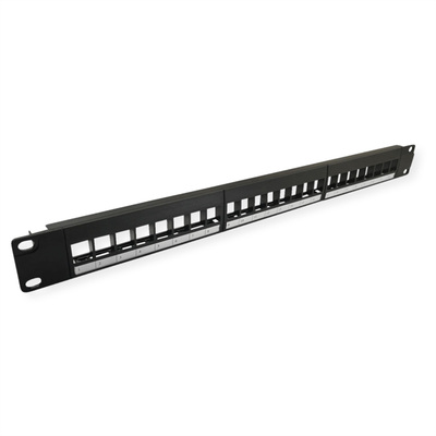 19" Patch panel 24port Keystone, netienený, 1U, čierny