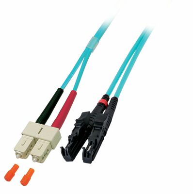 Fiber kábel SC-E2000, 2m Duplex OM3(50/125µm), LSOH, 3mm, tyrkysový