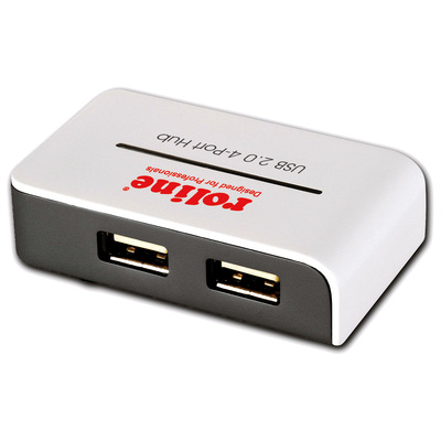 Hub USB 2.0, 4 Port, 4x USB A, s ext. adaptérom, biely, HQ