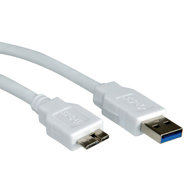 Kábel USB 3.0 A/MICRO-B M/M 0.8m, Super Speed, biely