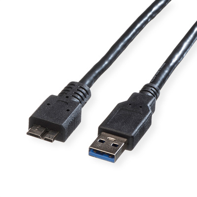 Kábel USB 3.2 Gen 1, A-MICRO-B(3.0) M/M 0.8m, 5Gbps, čierny