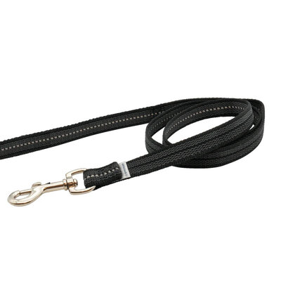 Vodítko bez uška pogumované, 19mm/3m, nerezová karabína, čierne, HS