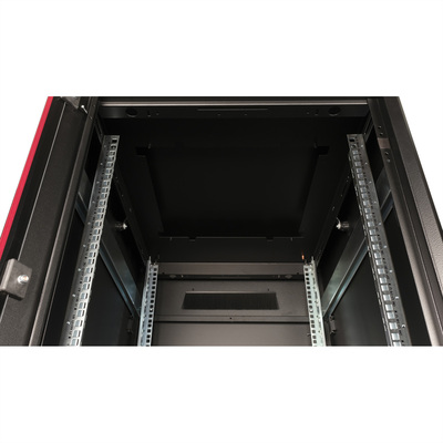 19" Rack na podlahu 26U, 1342x600x800mm (HxWxD), PRO, sklenené dvere, čierny