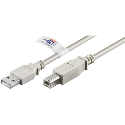Kábel USB 2.0 A-B M/M 5m, High Speed, sivý, CERT