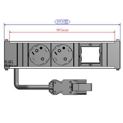 CONI modul 2xSCHUKO zásuvka 230V, 1xCustom, 0.2m kábel 1.5 mm², GST18, hliník/čierny