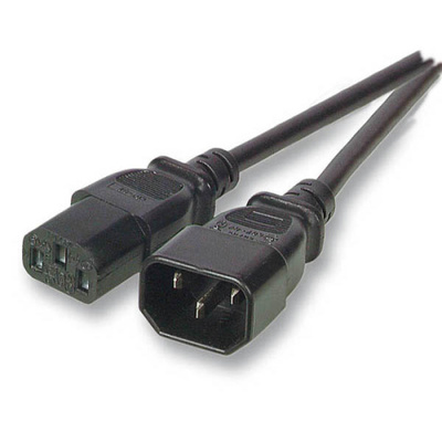 Kábel sieťový 230V predlžovací, C13 - C14, 1m, 0.75mm², 10A, čierny