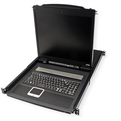 KVM konzola 19" LCD, 8 Port, VGA, PS2+USB, DE layout