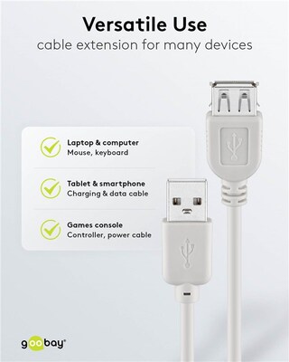 Kábel USB 2.0 A-A M/F 0.3m, High Speed, predlžovací, sivý