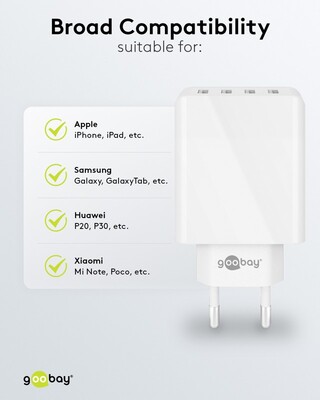 Nabíjačka USB 230V 4port, 4xUSB A, 3A, 30W, biela