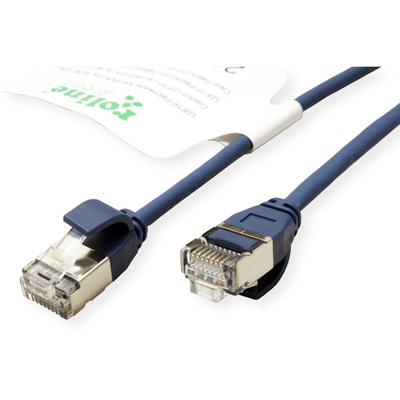 U/FTP Patchkábel LSOH TPE 5m cat.6a, modrý, slim, Cu, Flex Cable, Roline Green, Eco obal