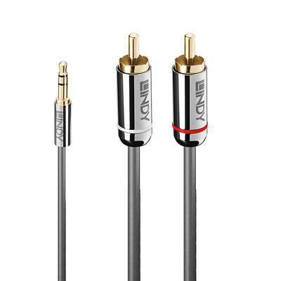 Kábel 3.5mm stereo/2xCinch M/M 10m, sivý, pozl. konektor, Slim, Cromo Line
