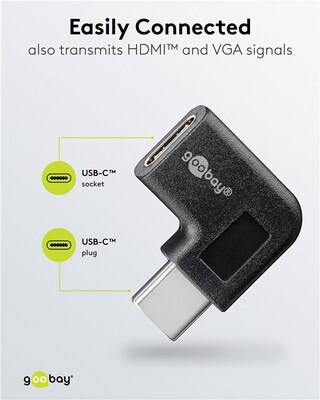 Adaptér USB 3.2 Gen 1, Typ C, C-C M/F, 5Gbps, zahnutý doprava/doľava 90°, čierny