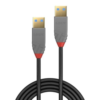 Kábel USB 3.2 Gen 1, A-A M/M 2m, 5Gbps, čierny, Anthra Line, pozl. kon.